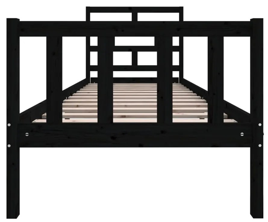 Estrutura de cama pequena solteiro 75x190 cm pinho maciço preto