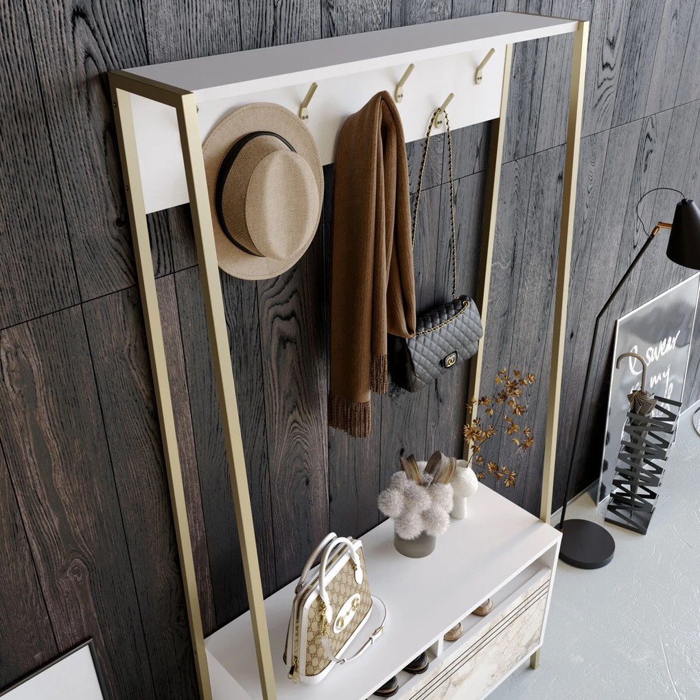 Hall Stand Devin – Branco – 94x180x35,3 cm