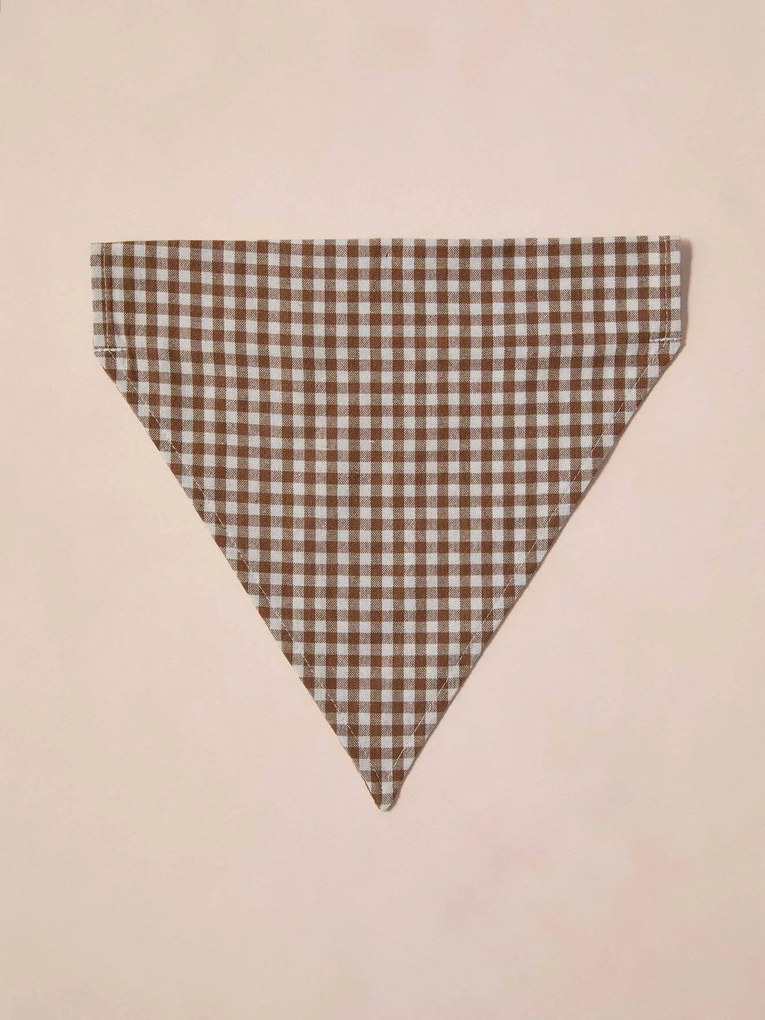Bandana de algodão, para cão quadrados bege