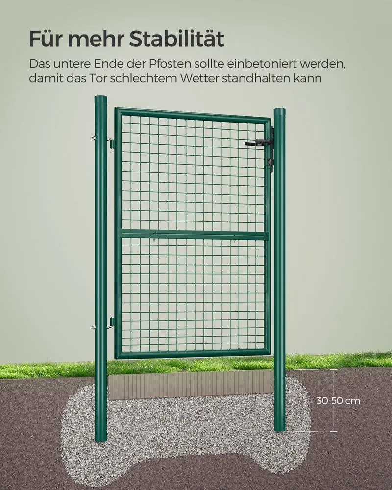 Portão de jardim em aço galvanizado 106 x 6 x 170 cm verde