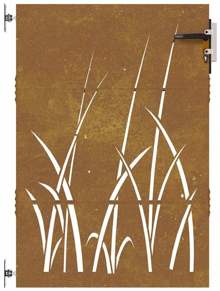 Portão de jardim 85x150 cm aço corten design erva