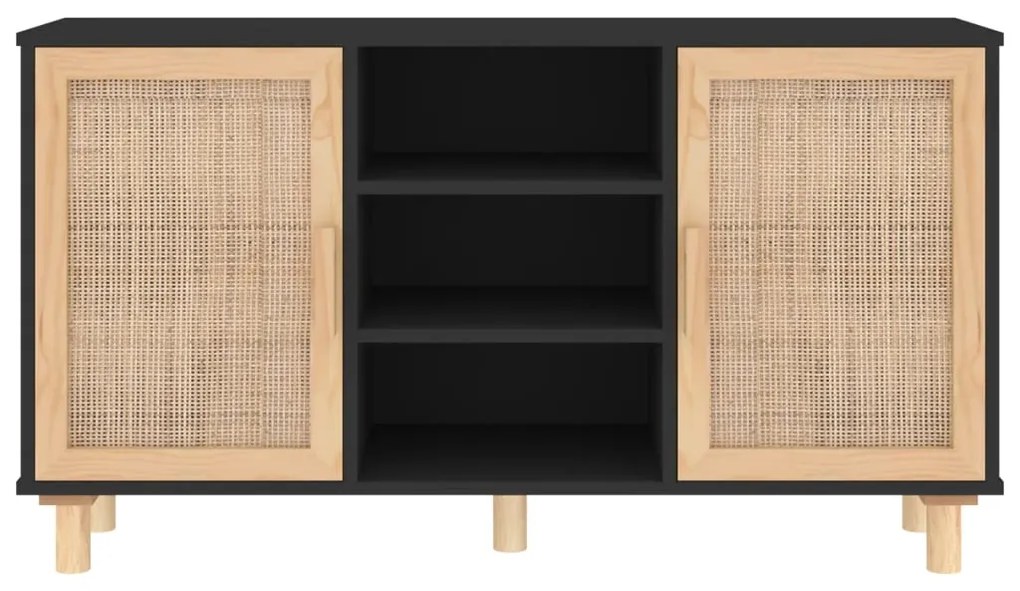 Aparador 105x30x60 cm pinho maciço/vime natural preto