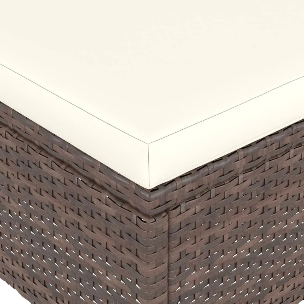 4 pcs conjunto de cadeiras e bancos de jardim vime PE castanho