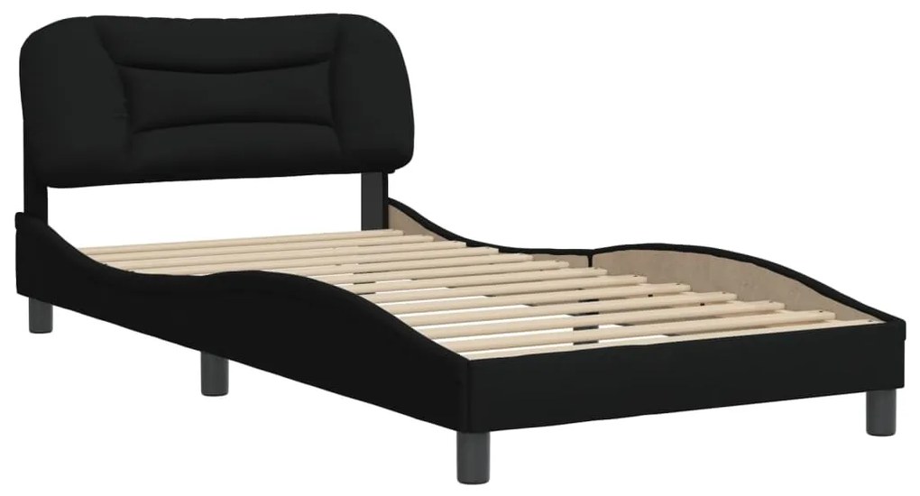 Estrutura de cama sem colchão 100x200 cm tecido preto