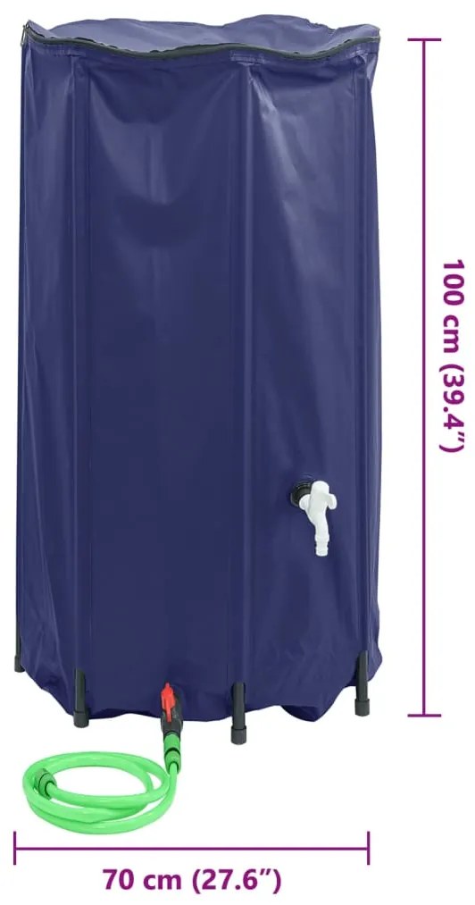 Depósito de água dobrável com torneira 380 L PVC