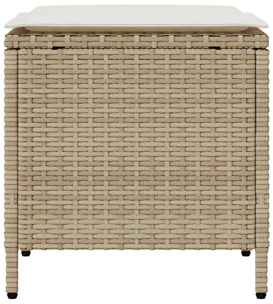 4 pcs conjunto de sofás para jardim c/ almofadões vime PE bege