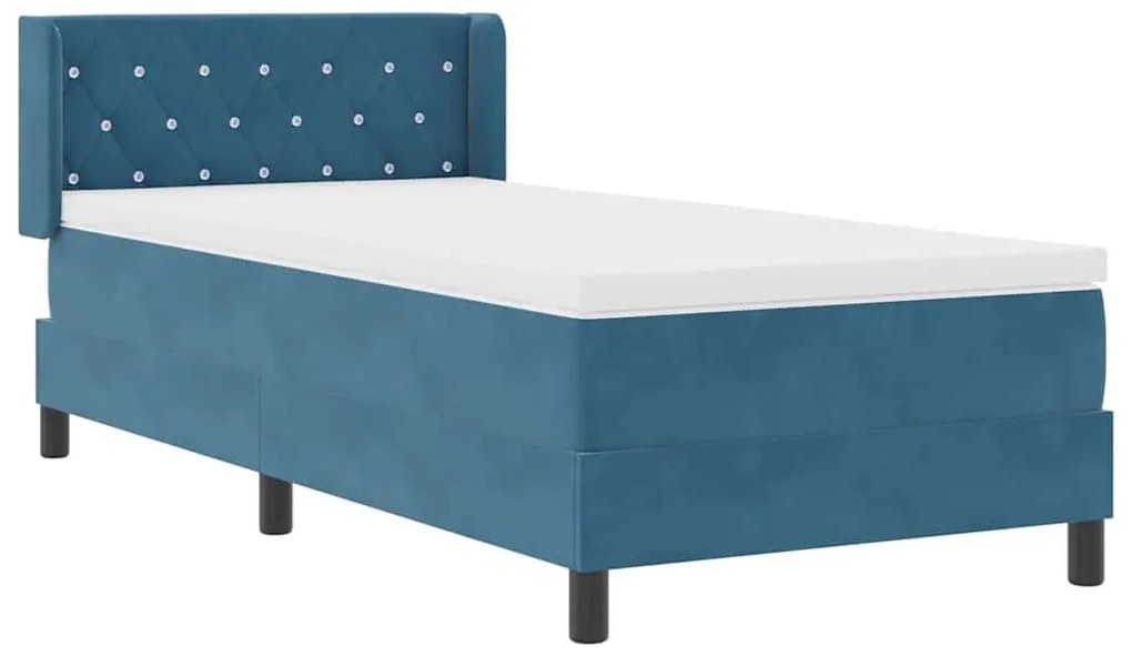 Cama Box com Colchão vidaXL Azul Escuro 90x190 cm Veludo