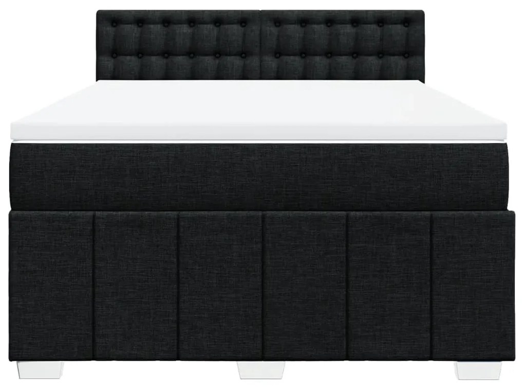Cama com molas/colchão 140x200 cm tecido preto