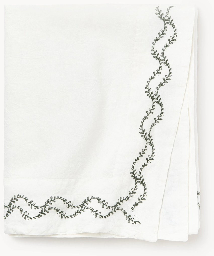 Toalha de mesa em linho lavado com bordado artesanal Ivy