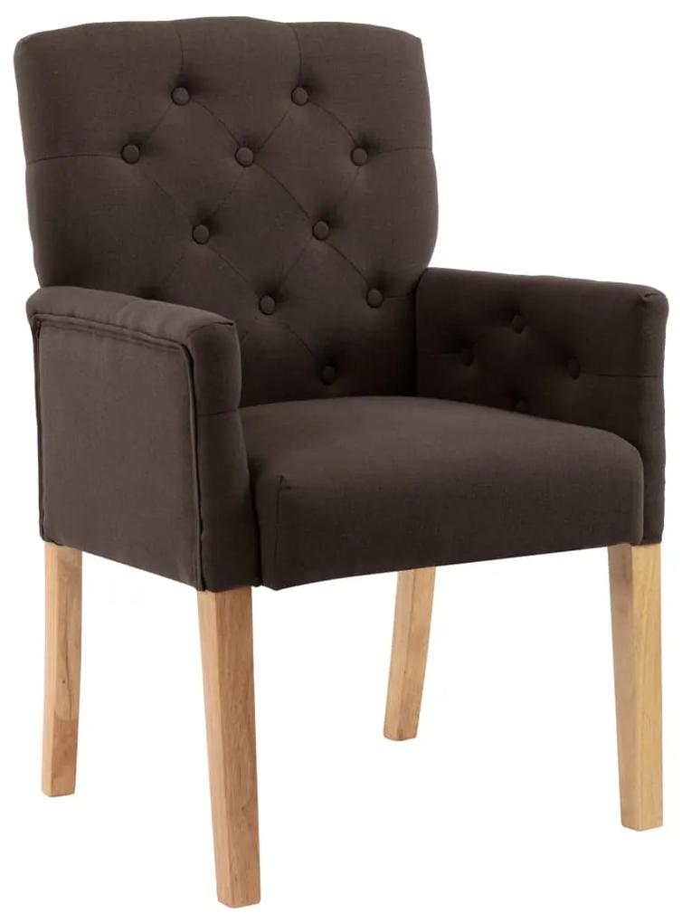 Cadeira de jantar com apoio de braços tecido castanho - 285221