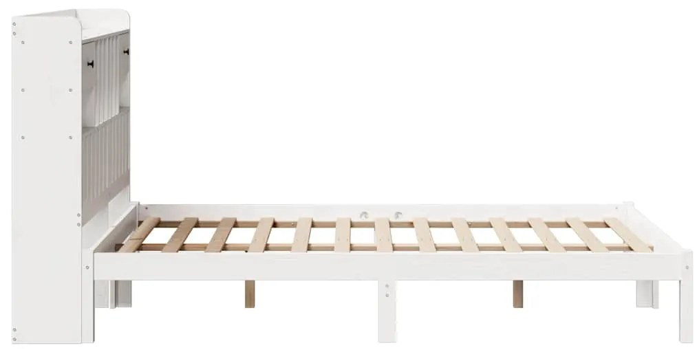 Cama com estante sem colchão 135x190 cm pinho maciço branco