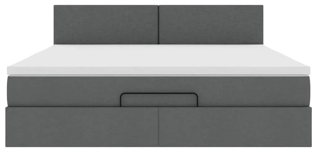 Cama Otomana com colchão &amp; LEDs 180x200cm tecido cinza-escuro