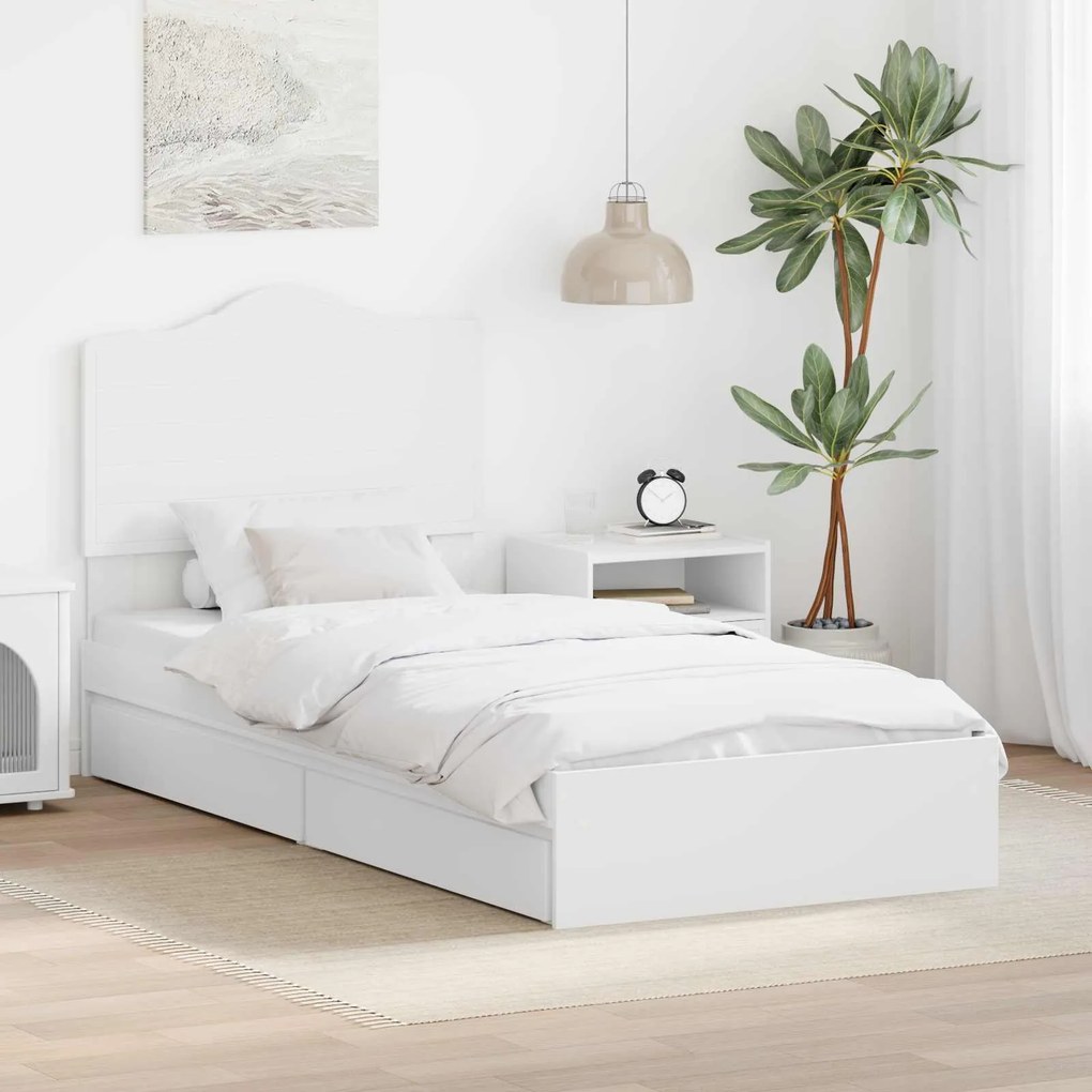 vidaXL Cama com Armazenamento Branco 90 x 190 cm Madeira processada