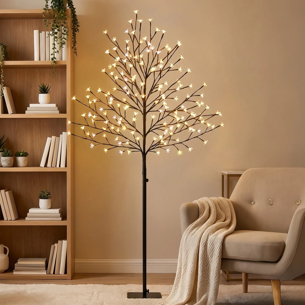 Árvore de Cerejeira Luminosa, 55 x 55 x 150 cm, 160 LED, Preto