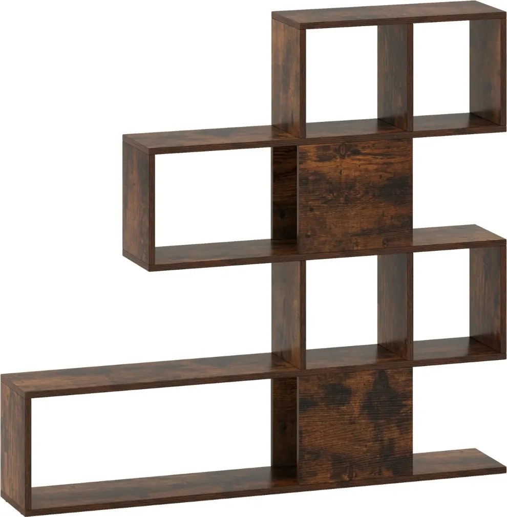 Estante com 5 prateleiras moderna em estilo escada 120 x 19,5 x 109 cm Castanha