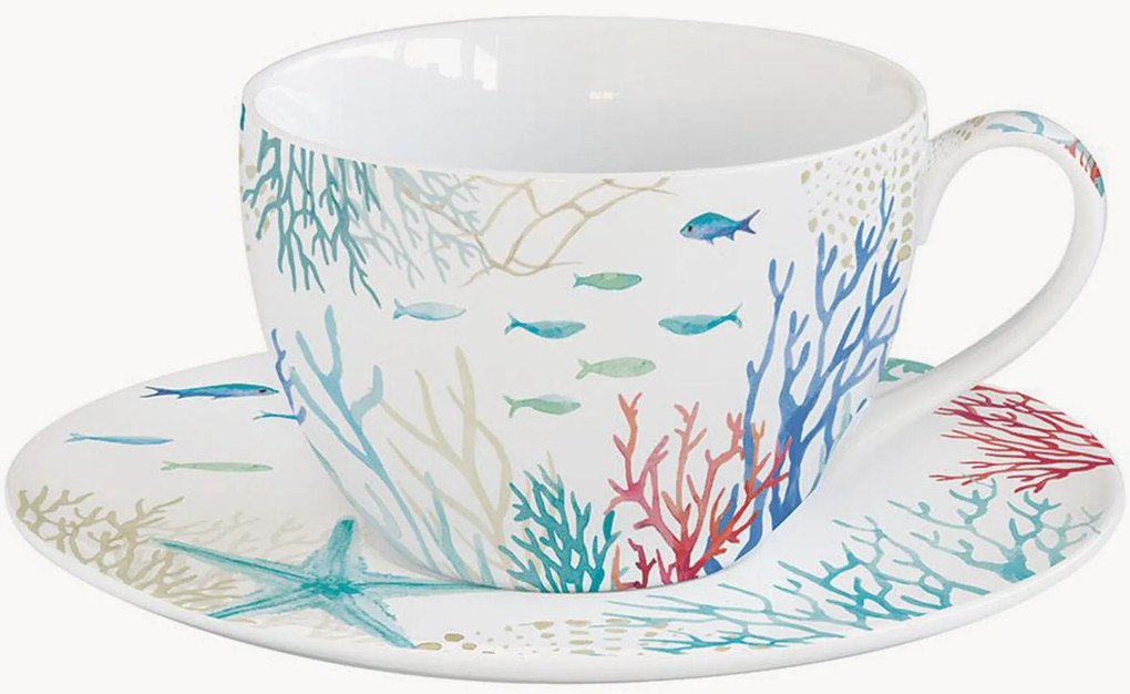 Chávena de café em porcelana com pires Under The Sea