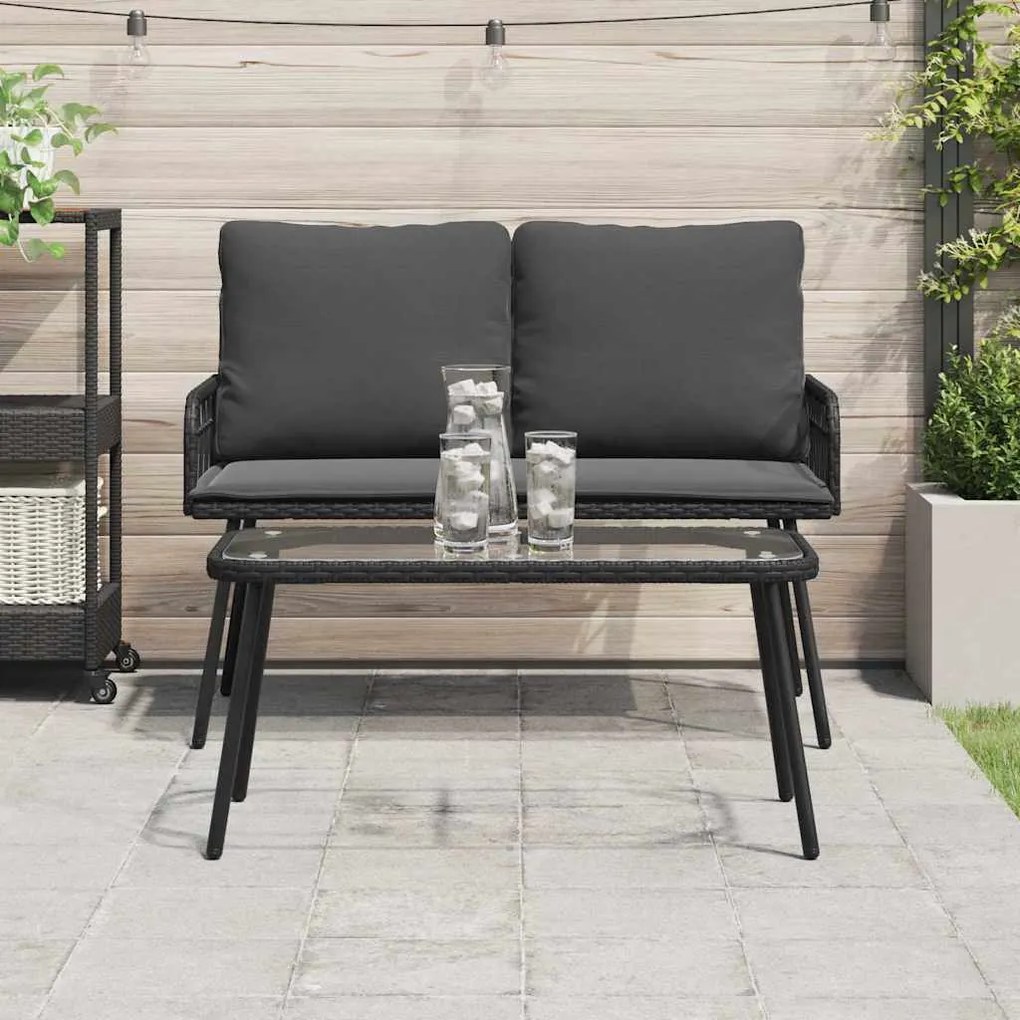 Mesa de café vidaXL Preta 90x45x42 cm Vime Sintético