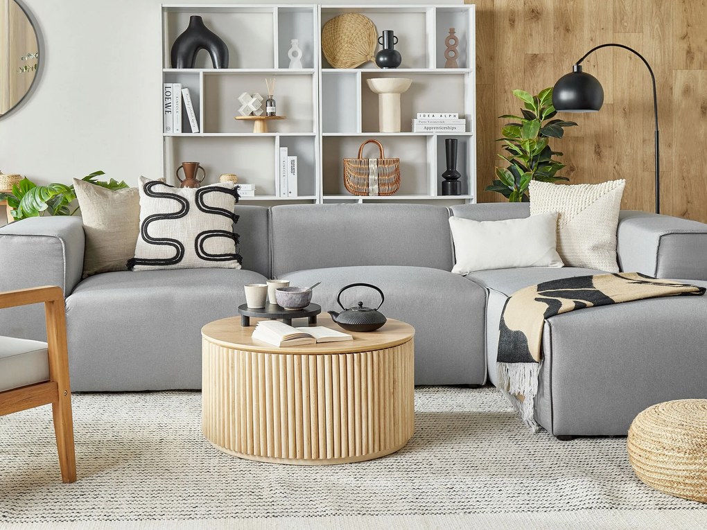 Sofá de canto em tecido cinzento claro DOLVA Beliani