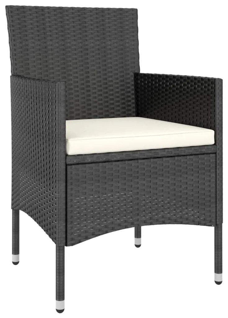 4 pcs conjunto de cadeiras e bancos de jardim vime PE preto