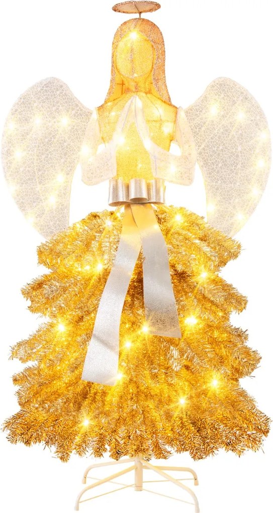 Anjo de Natal artificial iluminado de 157 cm Figura de anjo pré-iluminada para decoração de Natal no exterior com luzes LED quentes