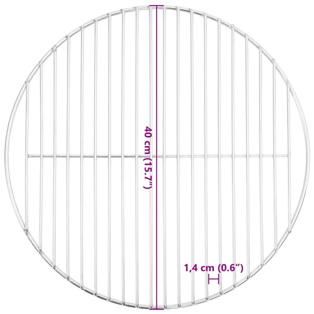 Grelha para churrasco redonda Ø40 cm aço inoxidável 304