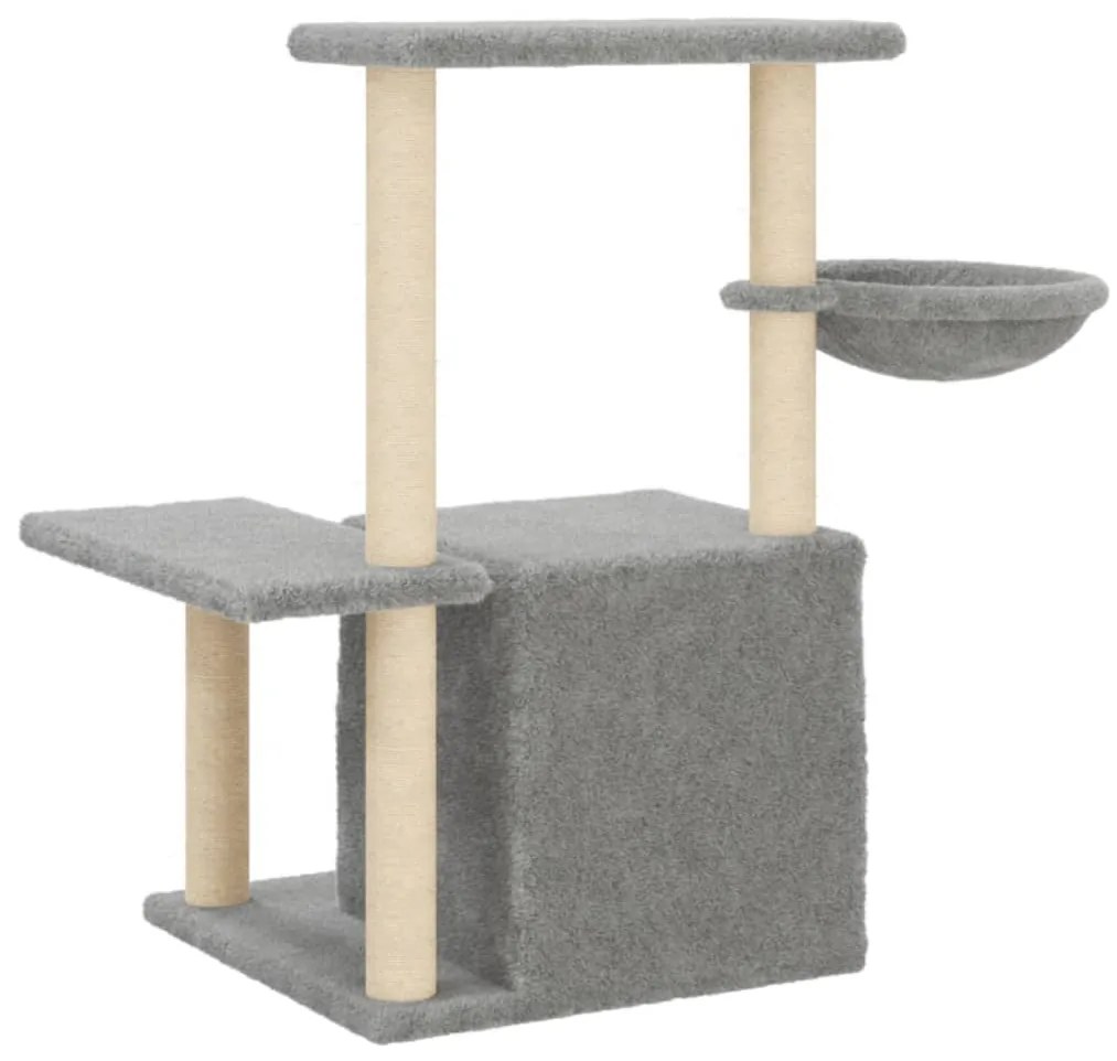 Árvore p/ gatos c/ postes arranhadores sisal 83 cm cinza-claro