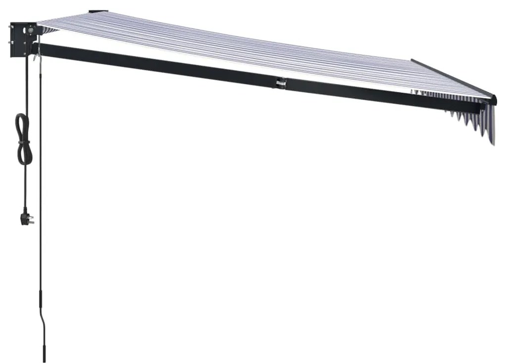 Toldo retrátil 3,5x2,5 m tecido e alumínio azul e branco