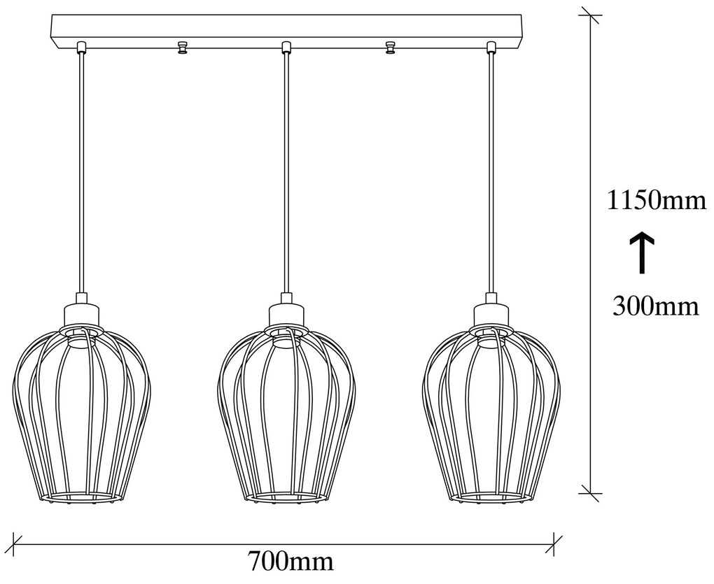 Candeeiro Chandelier Tel – Preto – 70 x 20 cm
