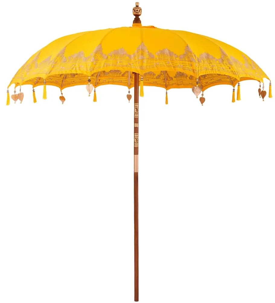 vidaXL Guarda-sol Outros Manual Amarelo x 250 cm Algodão e madeira