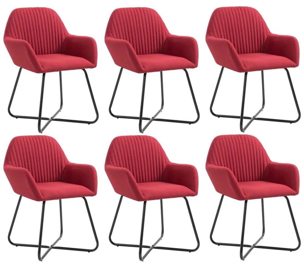 vidaXL Cadeiras de jantar 6 pcs tecido vermelho-tinto