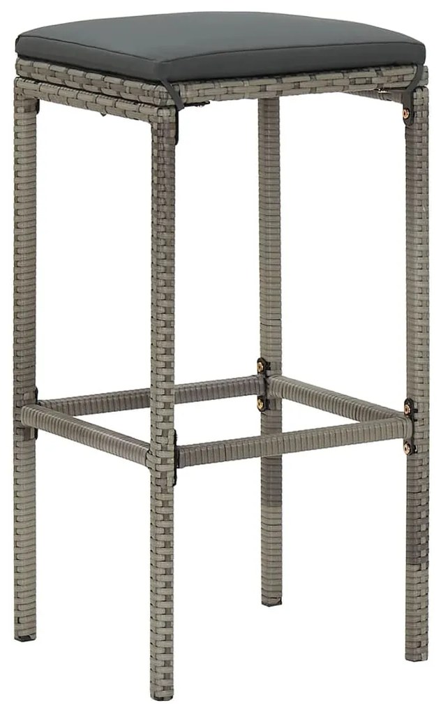 7 pcs conjunto de bar p/ jardim acácia maciça/vime PE cinzento