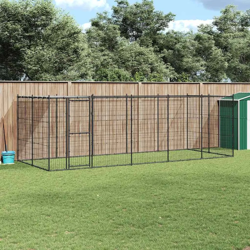 vidaXL Canil de exterior com telhado 12,1 m² aço
