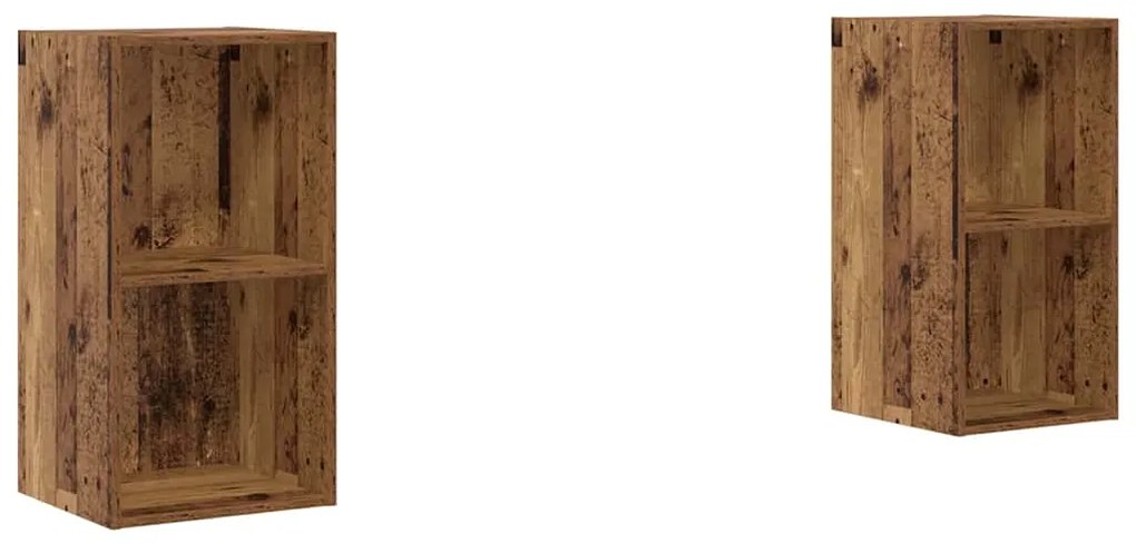 Gabinete de TV de Parede 2 pcs Madeira Antiga 37 x 37 x 72 cm