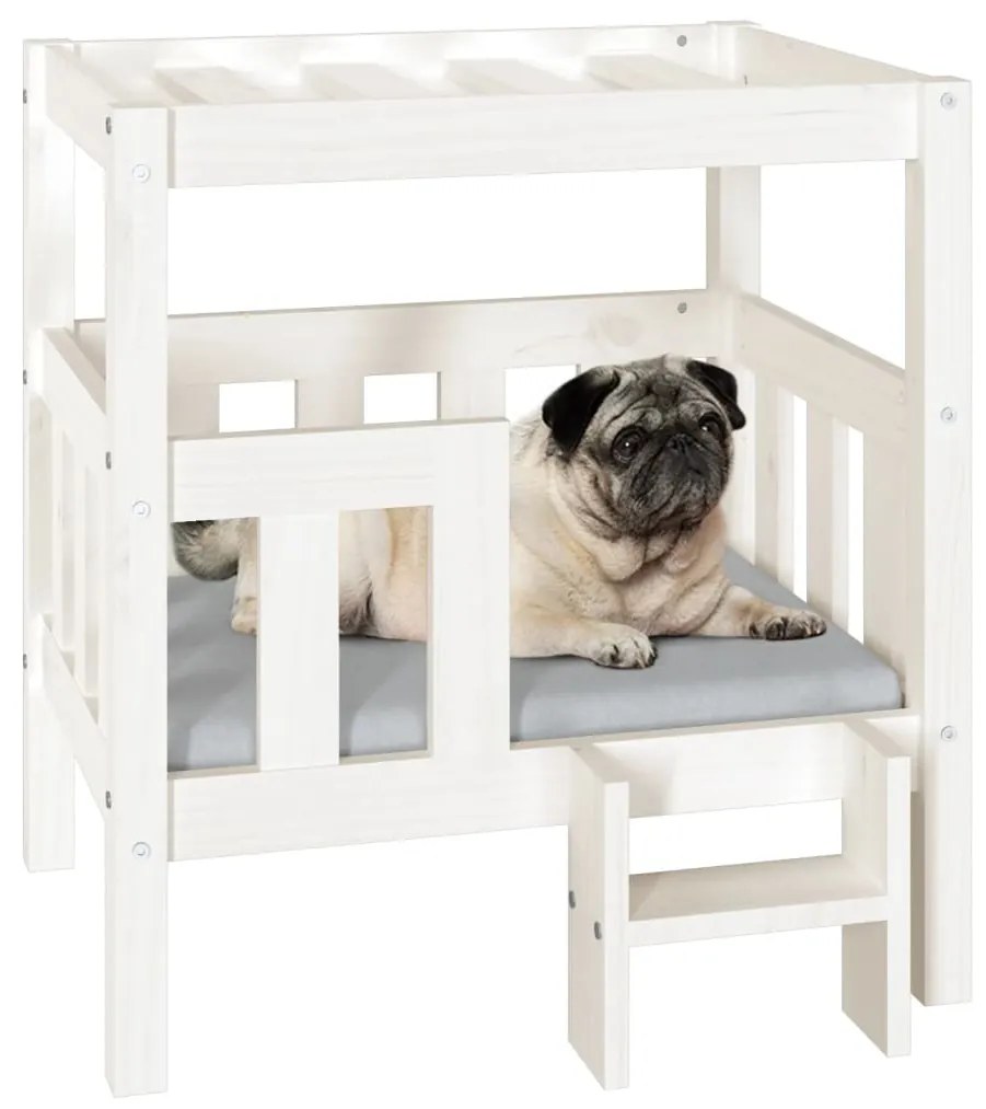 Cama para cães 65,5x43x70 cm madeira de pinho maciça branco