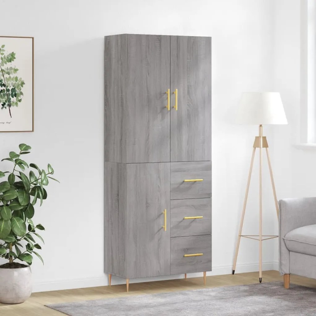 vidaXL Armário alto 69,5x34x180 cm derivados de madeira sonoma cinza