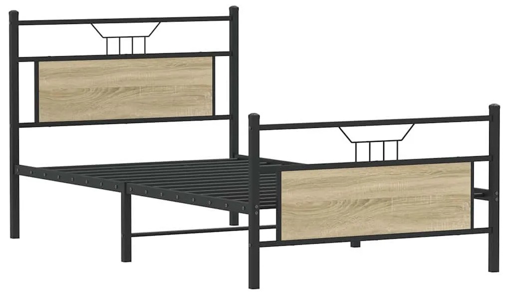 Estrutura de cama sem colchão 107x203 cm carvalho sonoma