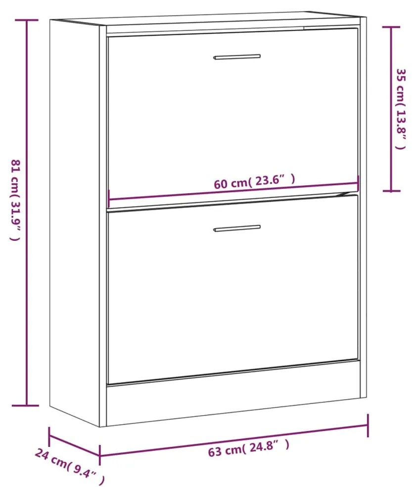 Sapateira 63x24x81 cm derivados de madeira sonoma cinza