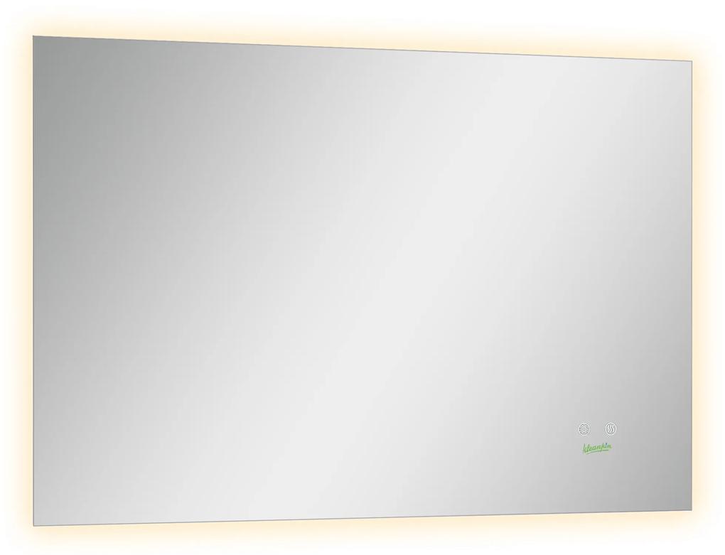 kleankin Espelho de Casa de Banho com Luz LED Anti-Embaciamento Interruptor Tátil 3 Luzes Ajustáveis e Função de Memória 90x60 Prata | Aosom Portugal