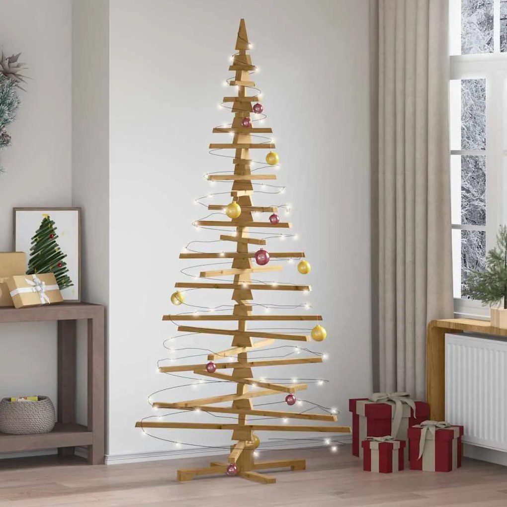 vidaXL Árvore de Natal de Madeira com suporte Castanho 210 cm