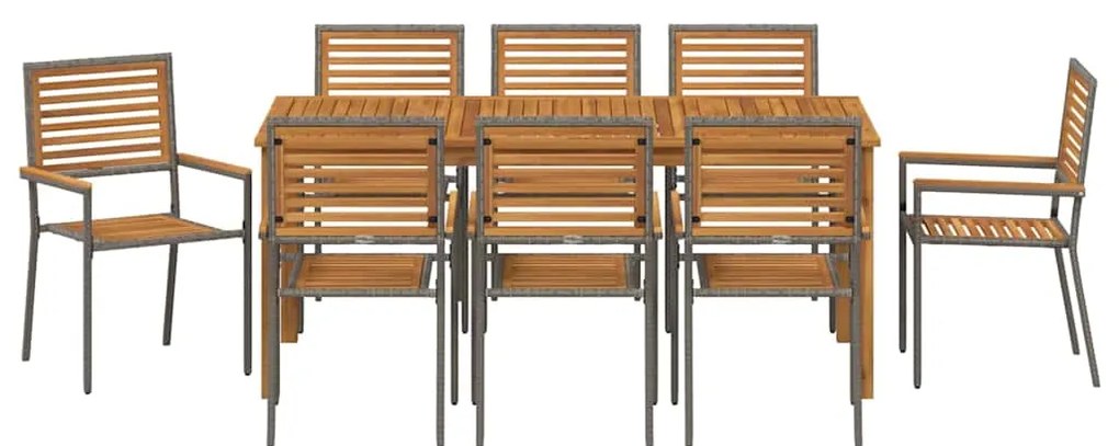 Conjunto de Jantar para Jardim 9 pcs Cinzeto 180 x 90 x 75 cm
