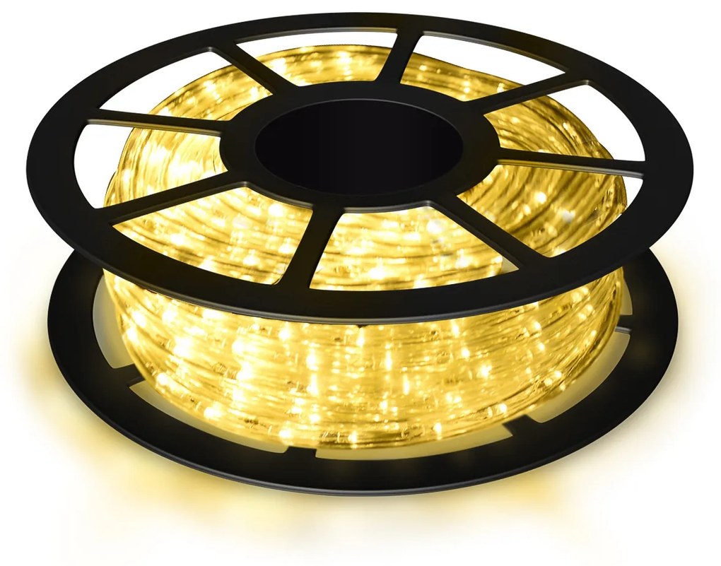 Mangueira LED Luz de Natal 10M Luzes de Natal 360 LED Luzes de Natal Decoração de Jardim Amarelo