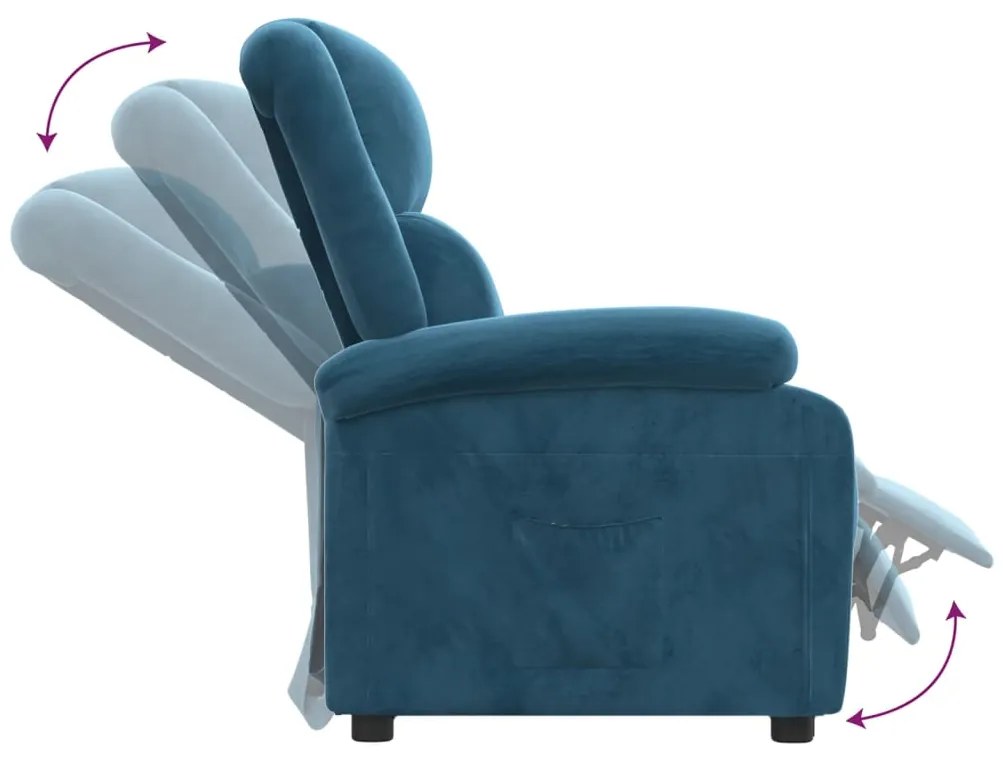 Poltrona reclinável veludo azul