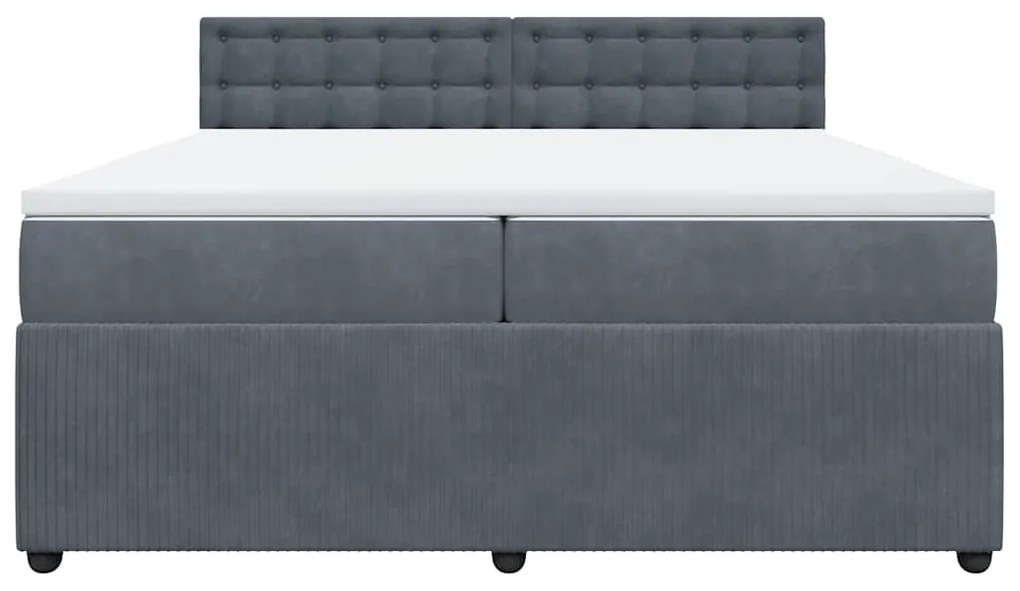 Cama com molas/colchão 200x200 cm veludo cinzento-escuro