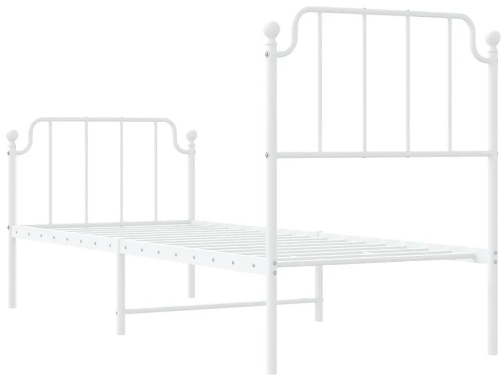 Estrutura de cama com cabeceira e pés 75x190 cm metal branco