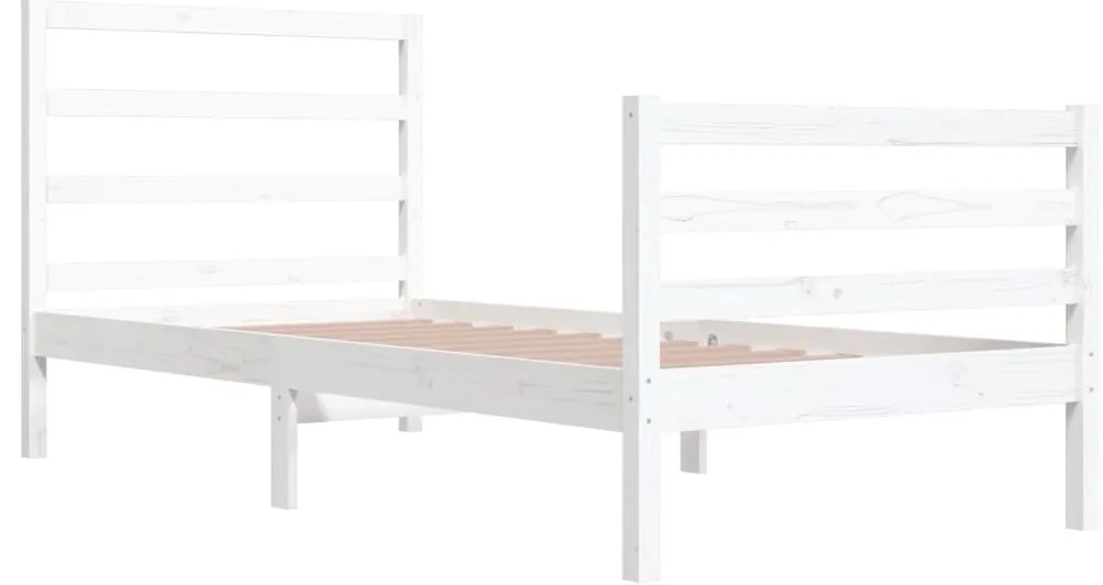 Estrutura de cama 90x200 cm pinho maciço branco