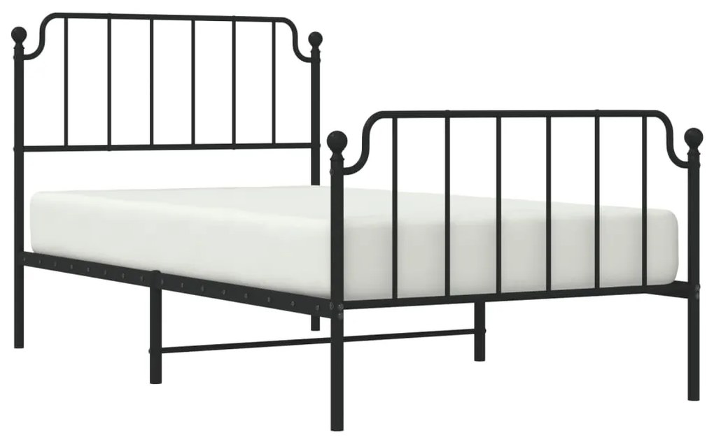 Estrutura de cama com cabeceira e pés 100x190 cm metal preto