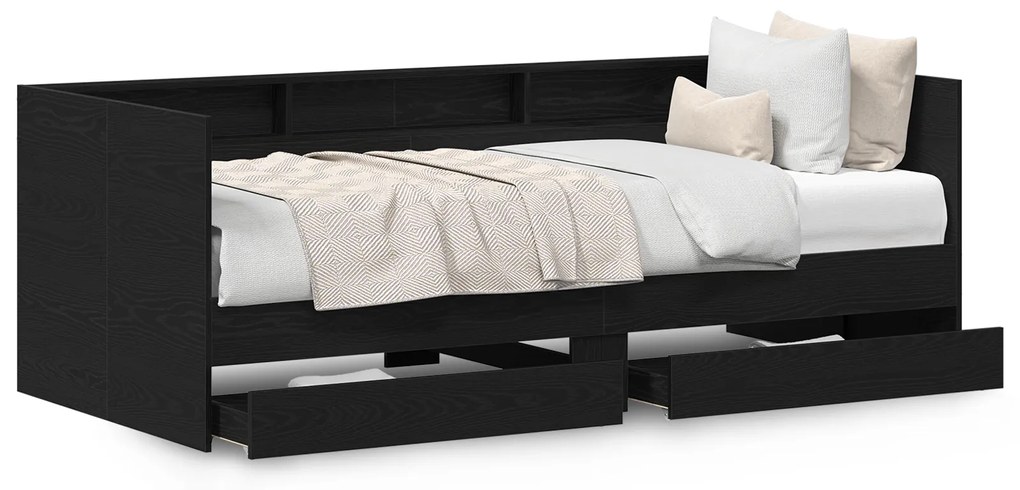 Cama de Dia com Gavetas em Carvalho Preto Carvalho preto