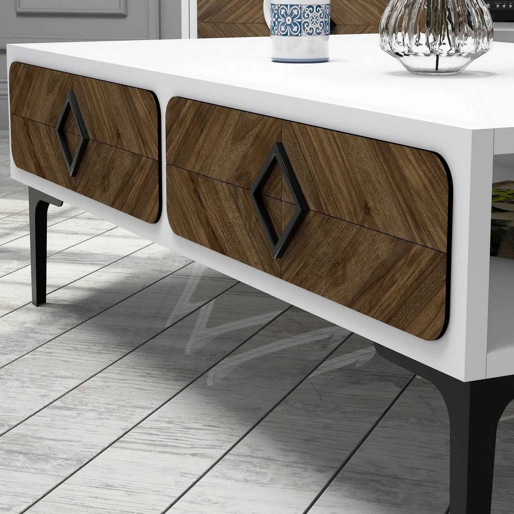 Mesa de Centro Samba – Branco Nogueira – 105x34,6x60 cm