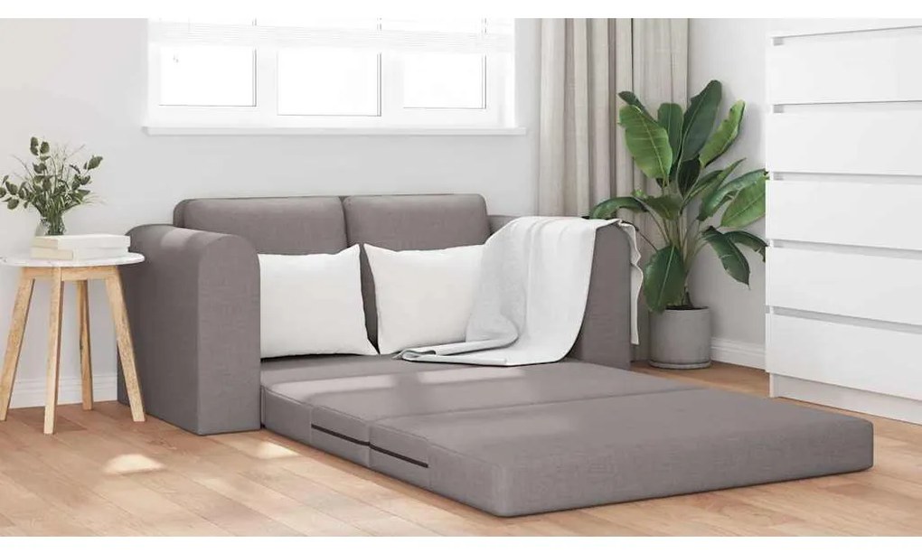 Sofá Cama de Chão 2-em-1 Taupe 148x71x83 cm Tecido