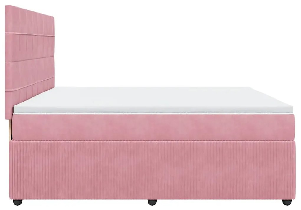 Cama com molas/colchão 200x200 cm veludo rosa